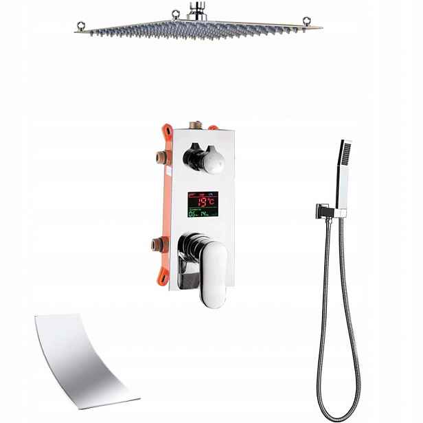 Podomítkový Set Vodopád Dešťová Sprcha 50 cm Led