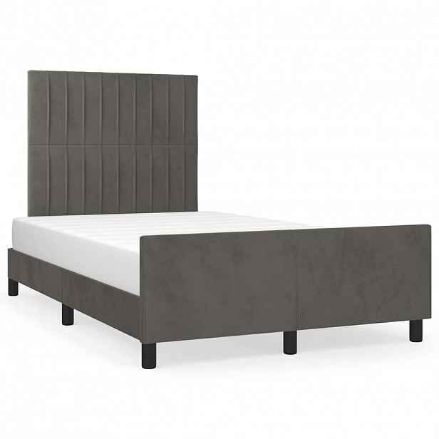 vidaXL Rám postele bez matrace tmavě šedá 120 x 200 cm samet