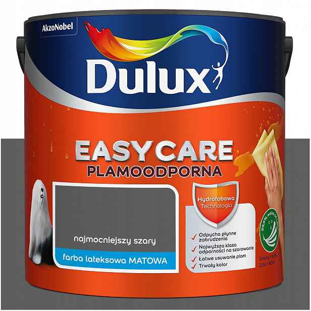 Barva na stěny stropů odolná proti skvrnám Dulux Easycare Nejsilnější šedá 5L