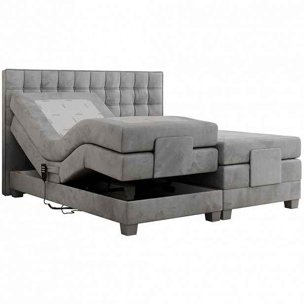 MKS POSTEL BOXSPRING ELEKTRO 140/200 - Světle šedá Samet - H3