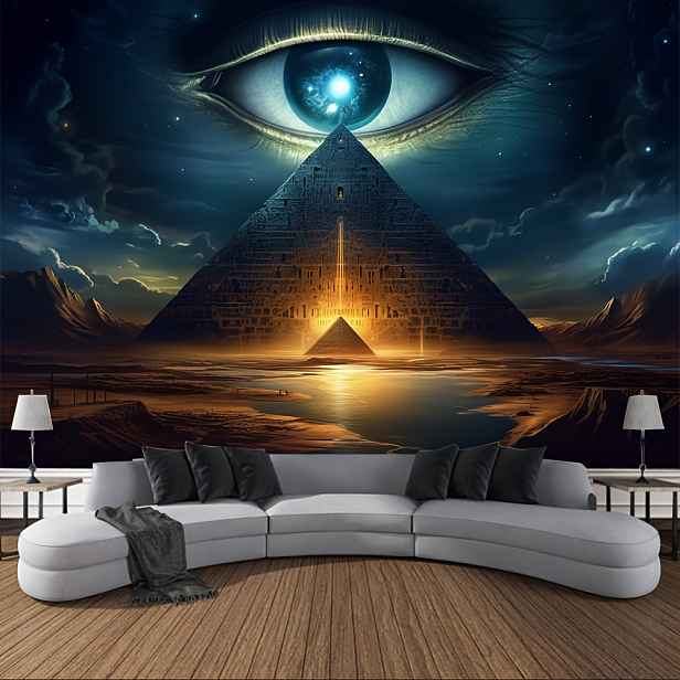 TEMU Pyramidová nástěnná tapiserie Starověká civilizace Země Egypt Pyramidová oči Fotografické pozadí Rekvizity pro fotografické pozadí Studiové