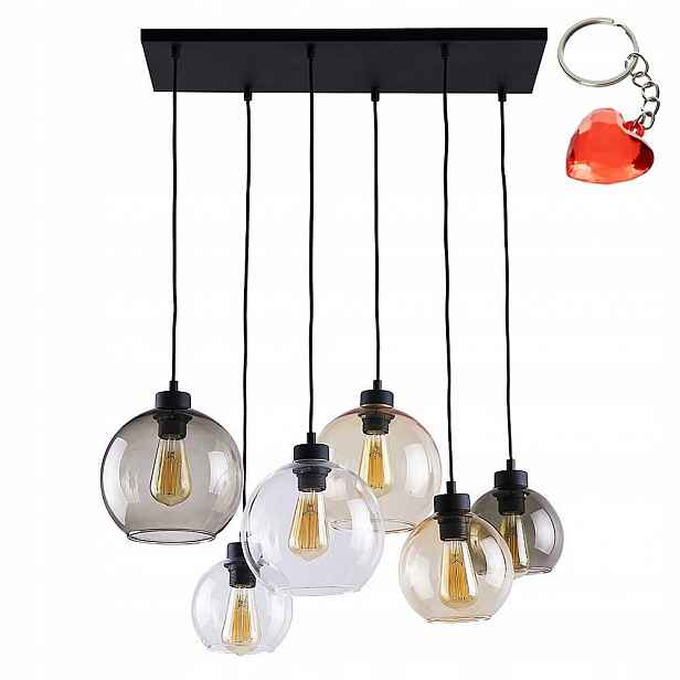 Závěsná lampa Cubus Černá Kov Sklo 6xE27 Regulace nad stůl Tk Lighting