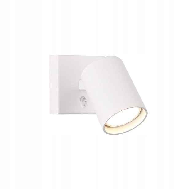 Moderní nástěnné svítidlo s bílým pohyblivým reflektorem a vypínačem Maxlight