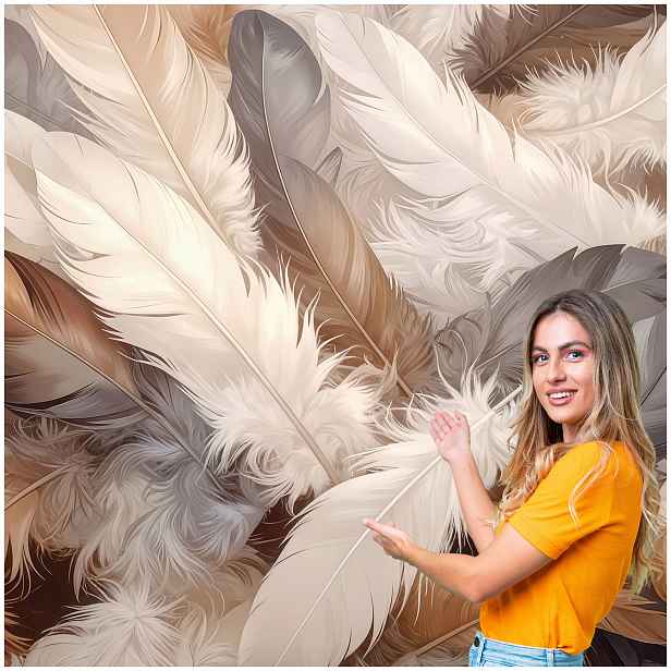 Fototapeta 3D Obývací Pokoj Ložnice Pera Abstrakt Boho Glamour 490x280 PAB05F