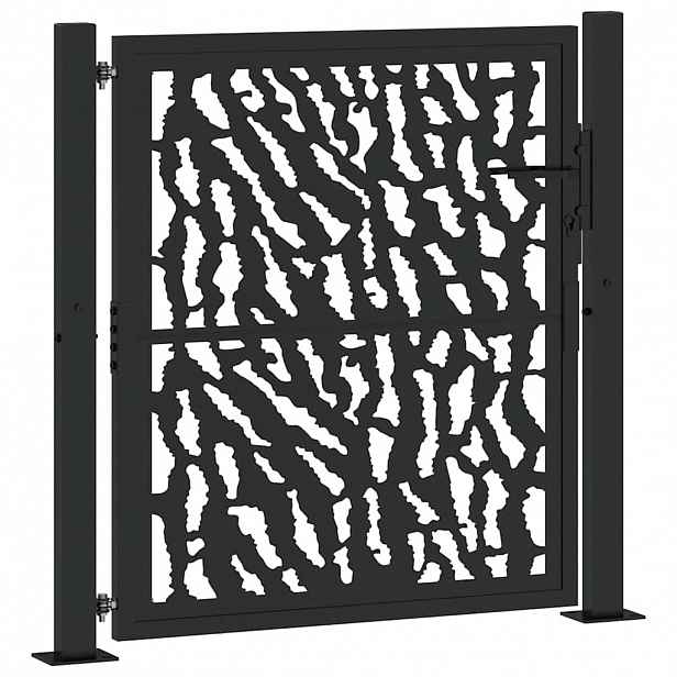 vidaXL Zahradní branka černá 100 x 100 cm ocelový design s kolejnicemi