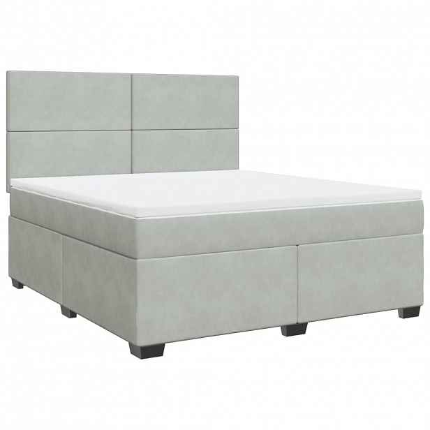 vidaXL Box spring postel s matrací světle šedá 180x200 cm samet