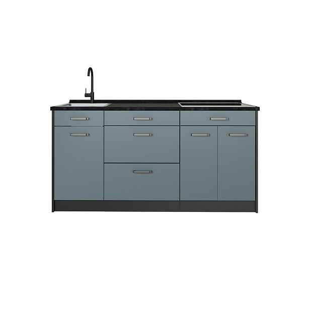 Vicco KUCHYŇSKÝ BLOK R-Line, Modrošedá/Antracit, 160 cm pracovná doska antracitová