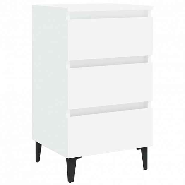 vidaXL Noční stolek s kovovými nohami bílý 40 x 35 x 69 cm