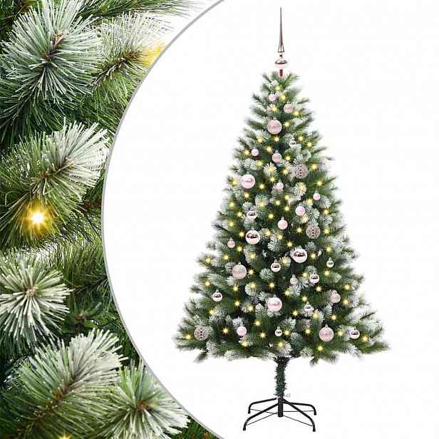 vidaXL Umělý vánoční stromeček s umělým sněhem 150 LED Teplá bílá