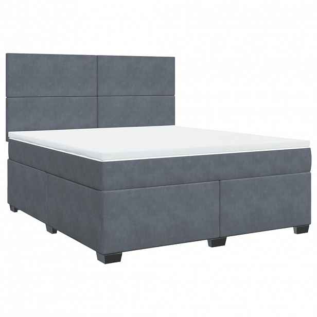 vidaXL Box spring postel s matrací tmavě šedá 180x200 cm samet