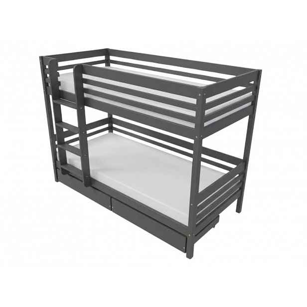 Benlemi Patrová postel TULY s žebříkem 90x200 cm Zvolte barvu: Tmavě šedá, Zvolte šuplík: Dvojitý úložný šuplík, Zvolte stranu: Vlevo