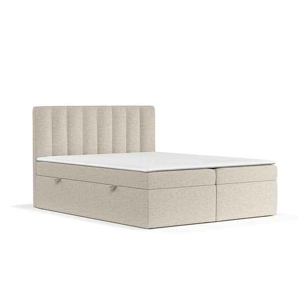Béžová boxspring postel s úložným prostorem 140x200 cm Novento – Maison de Rêve