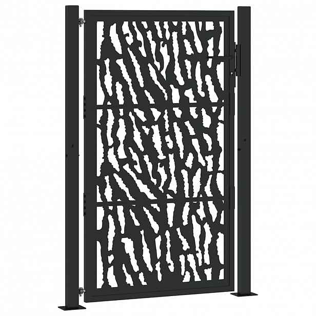 vidaXL Zahradní branka černá 100 x 150 cm ocelový design s kolejnicemi