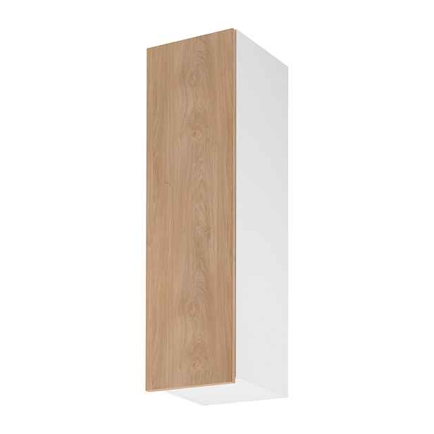 Vysoká horní kuchyňská skříňka SALERNO - šířka 30 cm, bílá / dub, levé provedení