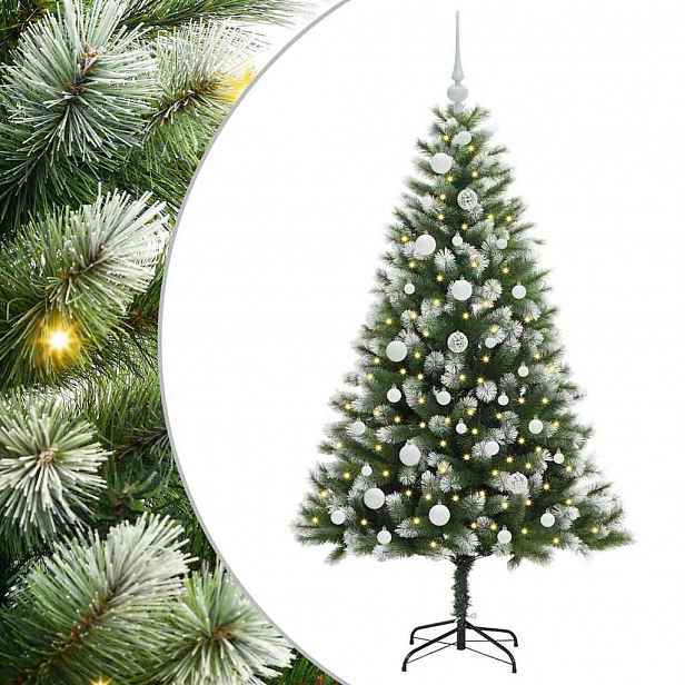 vidaXL Umělý vánoční stromeček s umělým sněhem 150 LED Teplá bílá