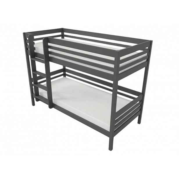 Benlemi Patrová postel TULY s žebříkem 90x200 cm Zvolte barvu: Tmavě šedá, Zvolte šuplík: Bez šuplíku, Zvolte stranu: Vlevo