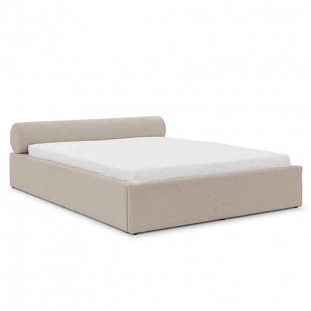 S-Style ČALOUNĚNÁ POSTEL 140/200 cm Josy v designovém vzhledu s úložným prostorem a lamelovým roštem, ve světle šedé chenille látce