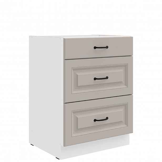 Spodní skříňka Stilo 60 D 3S BB - Premium Box Barva korpusu: Bílá, Barva dvířek: Clay Grey