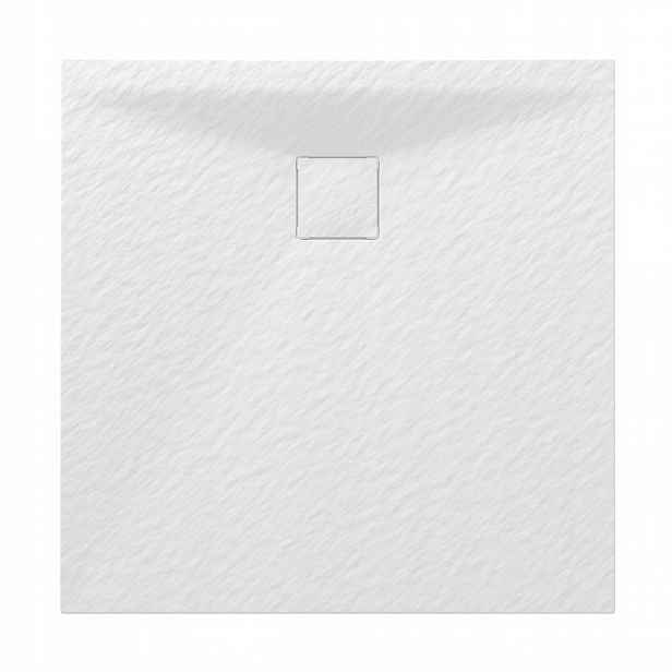 Sprchová Vanička 90X90 CM Obdélníková, Nízká Bílá Struktura Kamene Teja Se Sifonem
