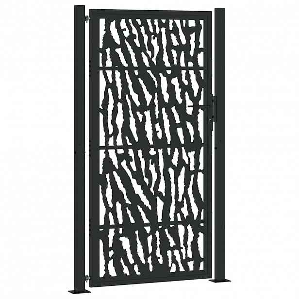 vidaXL Zahradní branka černá 100 x 175 cm ocelový design s kolejnicemi