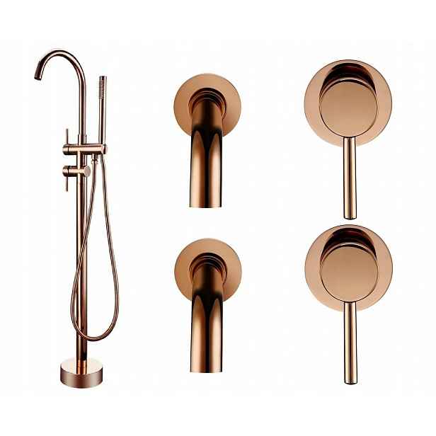 Volně stojící vanová baterie Rose Gold Set