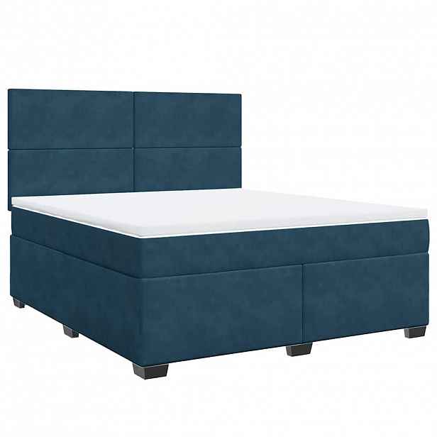 vidaXL Box spring postel s matrací modrá 180 x 200 cm samet