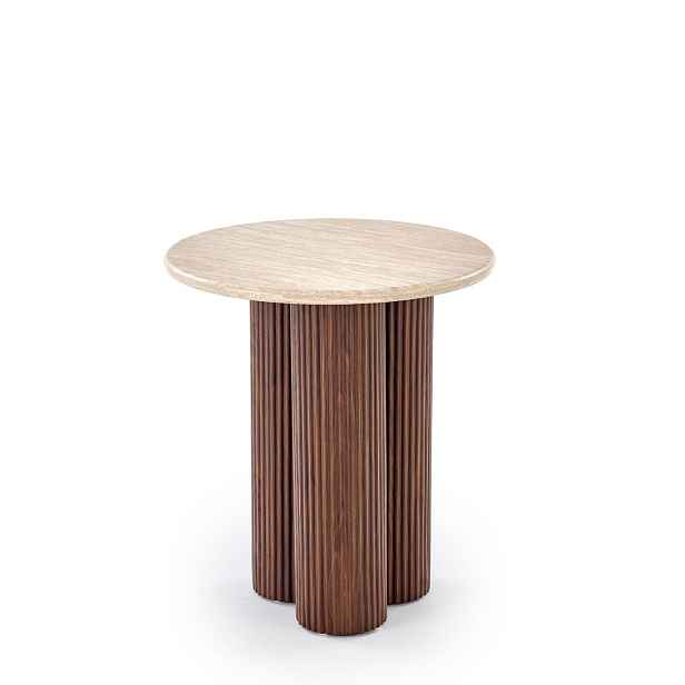 Konferenční/odkládací stolek Dorotea_s, travertin, ořech 50x56