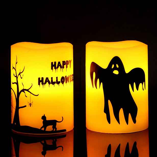 Led svíčky na Halloween s 6hodinovým časovačem, 2 ks
