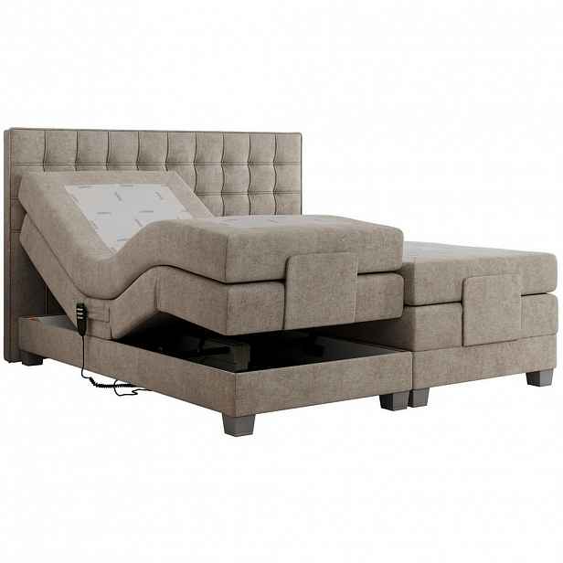 MKS POSTEL BOXSPRING ELEKTRO 160/200 - Béžová Strukturovaná látka - H3