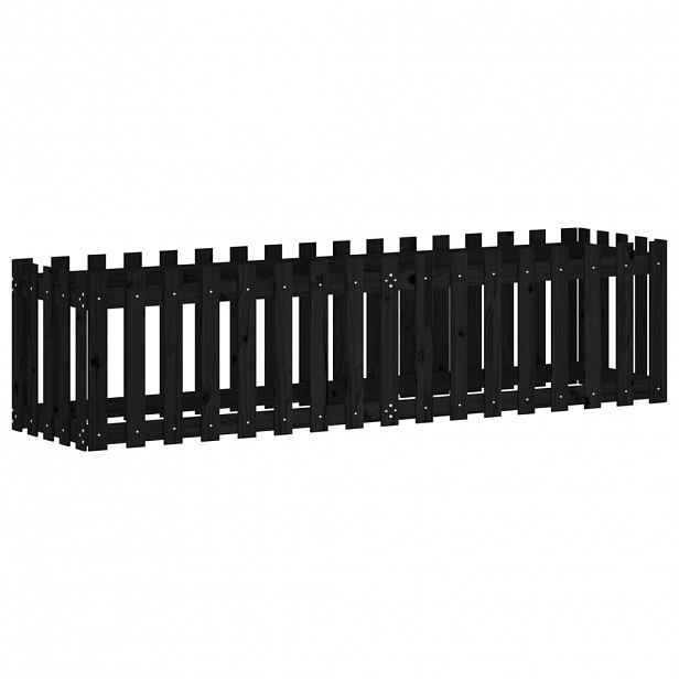 vidaXL Vyvýšený záhon plotový design černý 200x50x50 cm masiv borovice