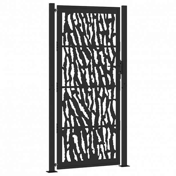 vidaXL Zahradní branka černá 100 x 200 cm ocelový design s kolejnicemi