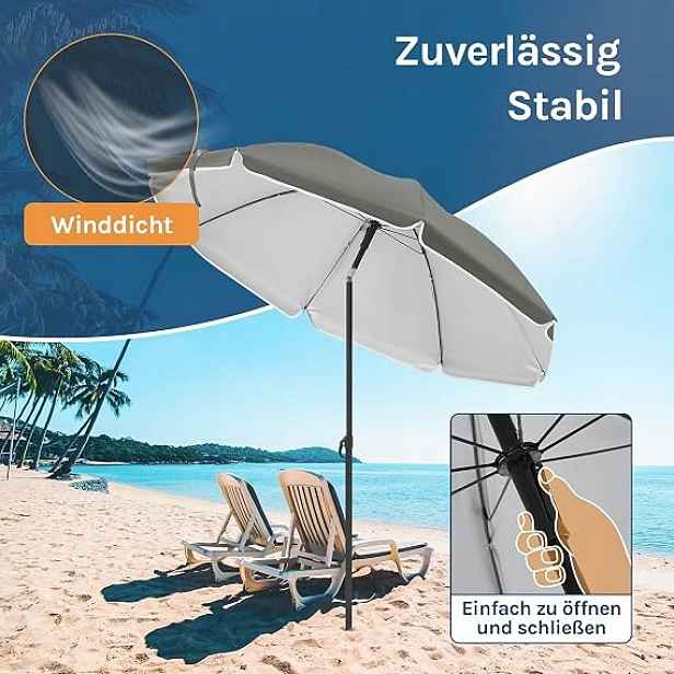 Woltu Slunečník Ø 135/155/175 cm, Uv ochrana, Upf 50+