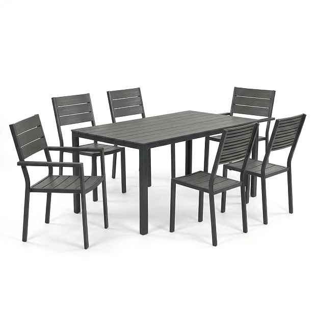Zahradní sestava FENGARTOR s jídelním stolem, šedý polywood