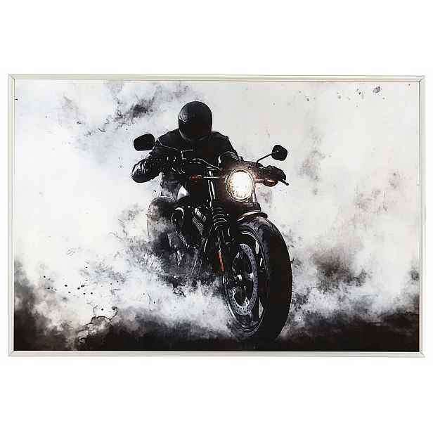 Plakát Rámeček Hliníkový Motocykl Sportovní Kouř Motor Černobílý 60x40