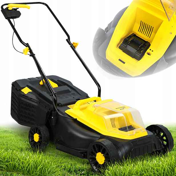 Akumulátorová Sekačka 32 CM Elektrická Zahradní Na Trávy 20 V Koš 35 L
