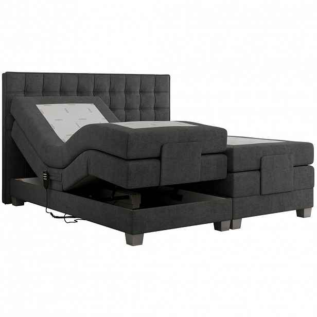 MKS POSTEL BOXSPRING ELEKTRO 160/200 - Šedá Strukturovaná látka - H3