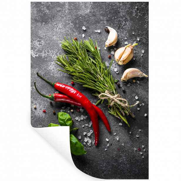 MuchoWow SAMOLEPKA NA ZEĎ Pepř - Bylinky - Koření - Beton 40x60 cm