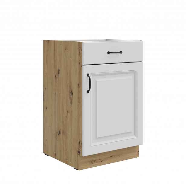 Spodní skříňka Stilo 50 D 1F 1S BB - Premium Box Barva korpusu: Dub artisan, Barva dvířek: Bílá