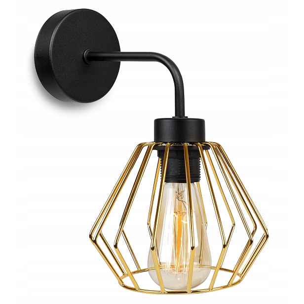 Elegantní Nástěnná Lampa Retro Drátěný Zlatý Loft