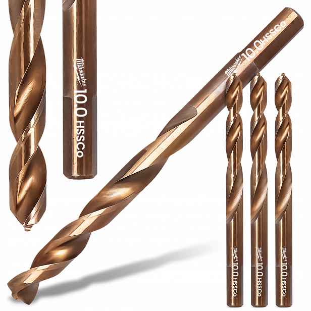 3x Vrtáky do kovu 10 mm Milwaukee Kobaltové Hss-g Nerezové oceli Wier R6