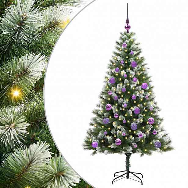 vidaXL Umělý vánoční stromeček s umělým sněhem 150 LED Teplá bílá