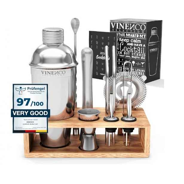 Barmanský Set 13 El Shaker 700 ML Stojan Odměrka Sítko Slámky