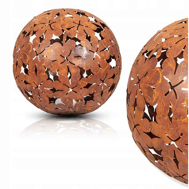 Dekorativní zahradní koule Rustikální velká 35 cm Rez Corten Rezavá