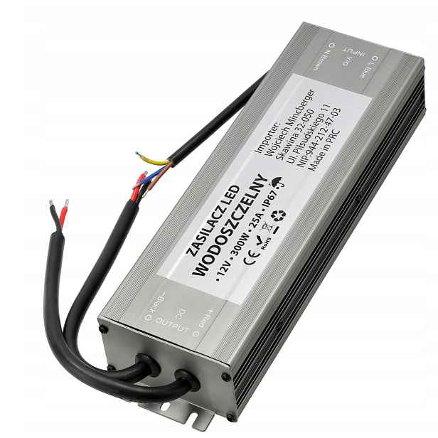 Napájecí zdroj 24V 300W 12,5A vodotěsný Led pásek IP67 hermetický kov