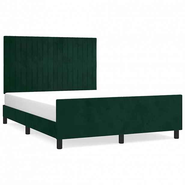 vidaXL Rám postele bez matrace tmavě zelená 140 x 190 cm samet