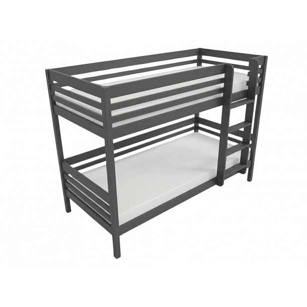 Benlemi Patrová postel TULY s žebříkem 90x200 cm Zvolte barvu: Tmavě šedá, Zvolte šuplík: Bez šuplíku, Zvolte stranu: Vpravo