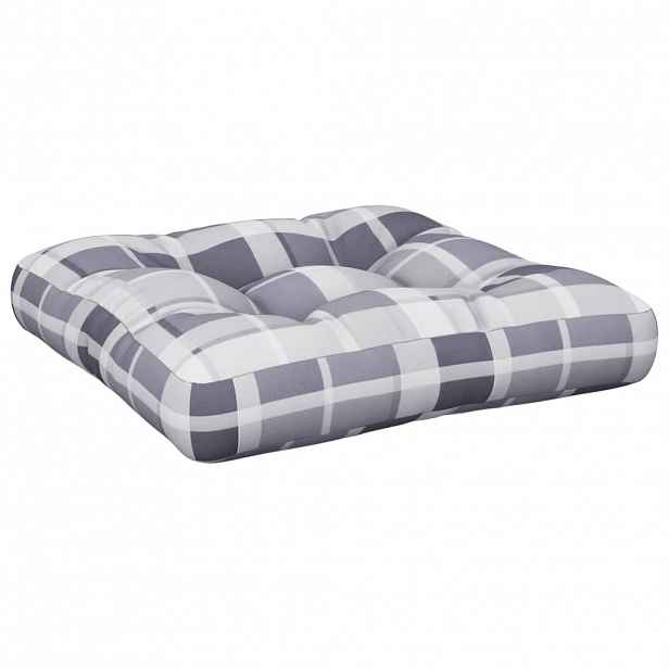 vidaXL Poduška na palety šedá károvaná 60 x 60 x 12 cm textil
