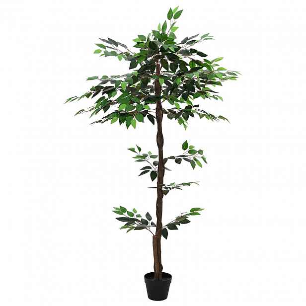 vidaXL Umělá rostlina Ficus Zelená 85 x 18 x 160 cm Tkanina a dřevo