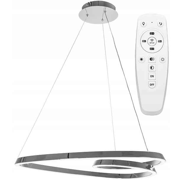 Závěsné Stropní Svítidlo Metal Ring Chrom Led Dálkový Ovladač