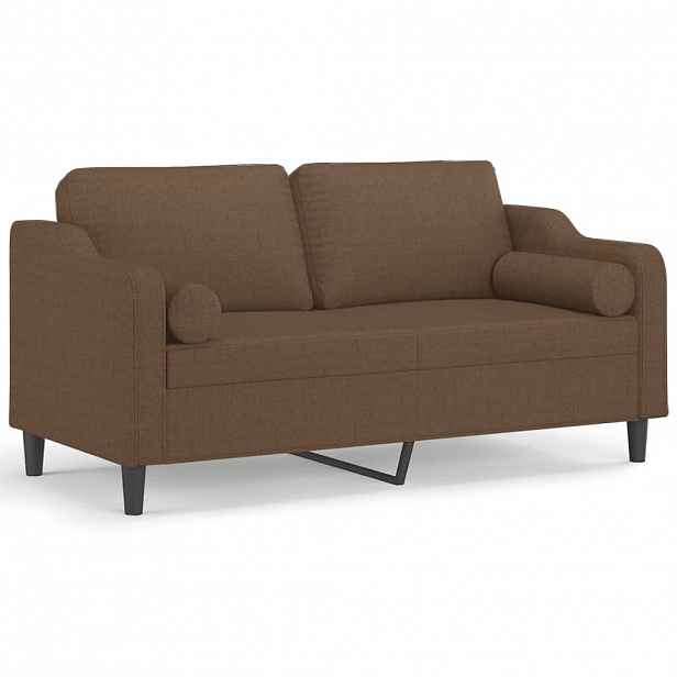 vidaXL 2místná pohovka s polštáři hnědá 140 cm textil